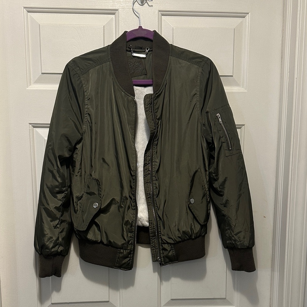 Jou Jou Olive Green Quilted Jacket